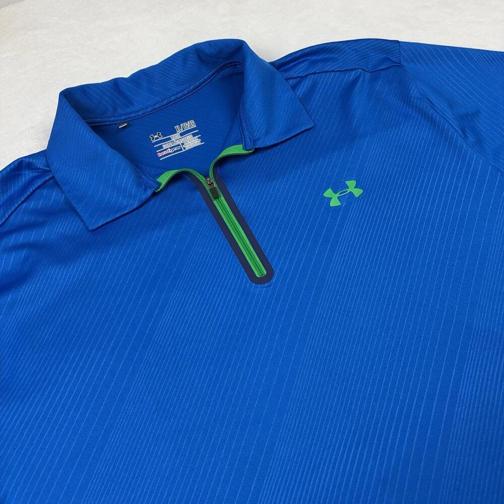 Under Armour Polo Shirt Mens XL Blue HeatGear Coldblack Golf 1/4 Zip Tagless Zip